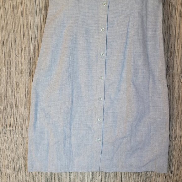 NWT Womens Midi Dress Strappy Button Up Round Neck Chambray Blue Size Small - Picture 4 of 10